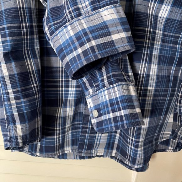 American Eagle Outfitters Blue Plaid Cotton Long Sleeve Button Down Shirt XL - Picture 5 of 8